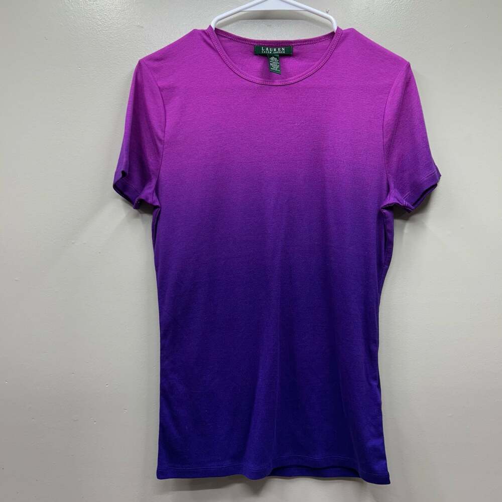 Lauren Ralph Lauren Women's Purple Ombre Gradient Short Sleeve Cotton T-Shirt